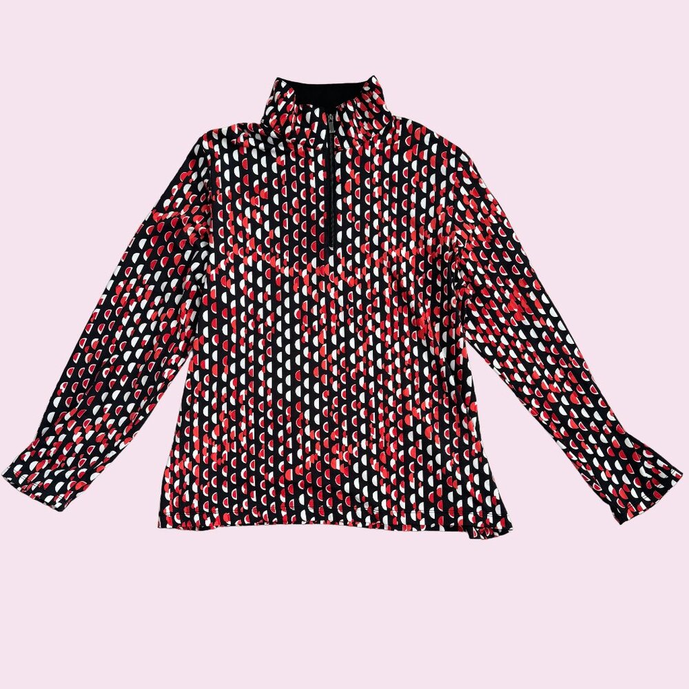 Tail White Label Red/Black/White Long-Sleeve Quarter-Zip Shirt in Extra Large